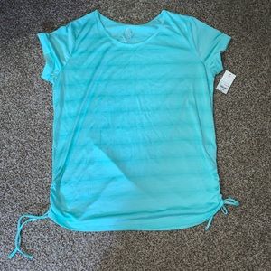 Made for life teal light blue dry fit rouched tshirt